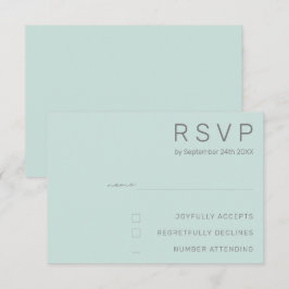 Elegante Cool Mint Minimal Moderne Hochzeit RSVP Einladung