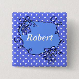 Elegante, coole blaue Polka-Punkte Schaltfläche Na Button