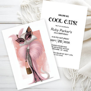 Elegante Coole Katze Geburtstagsfeier Einladung