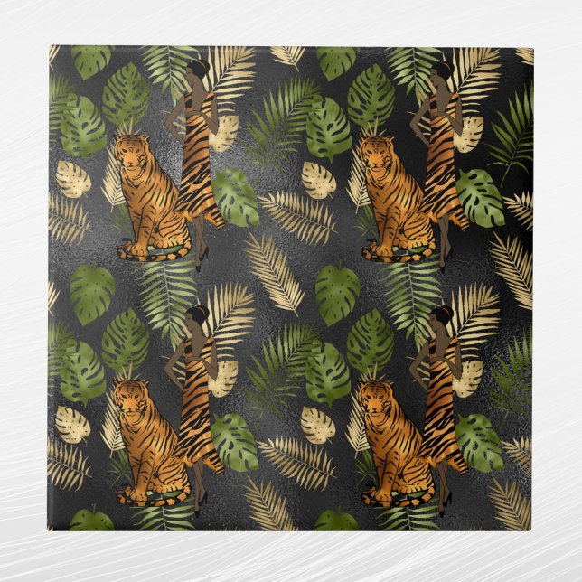 Elegante Copper Green Gold Tiger Lady Fliese (Von Creator hochgeladen)