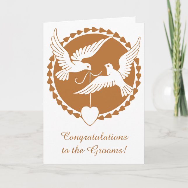 Elegante Copper Liebe Doves Gay Wedding Card Karte (Vorderseite)