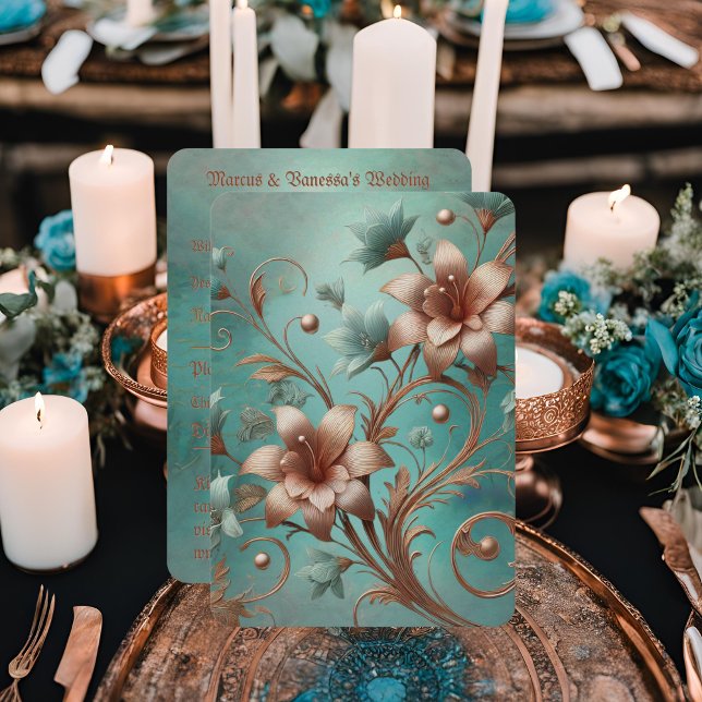 Elegante Copper Turquoise RSVP-Karte RSVP Karte (Von Creator hochgeladen)