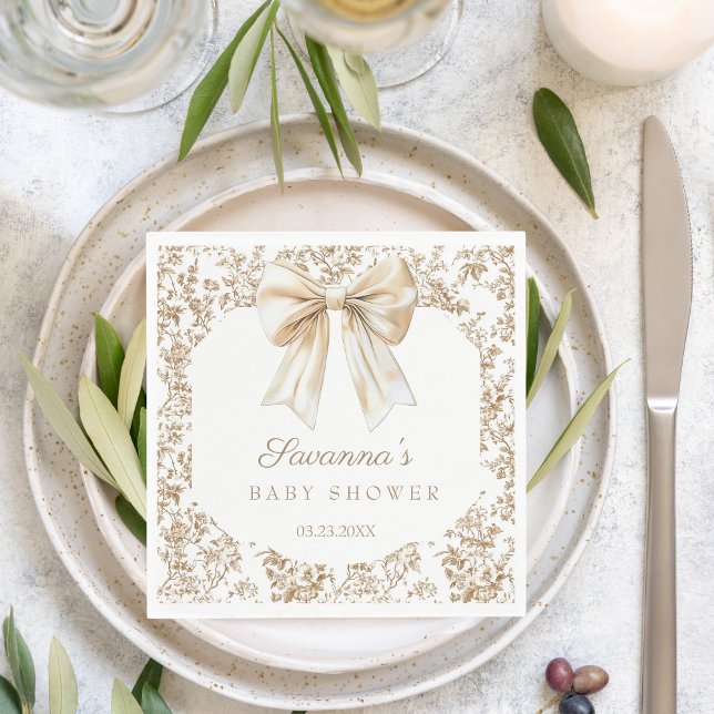 Elegante Coquette Bow Chinoiserie Babydusche Serviette (Von Creator hochgeladen)