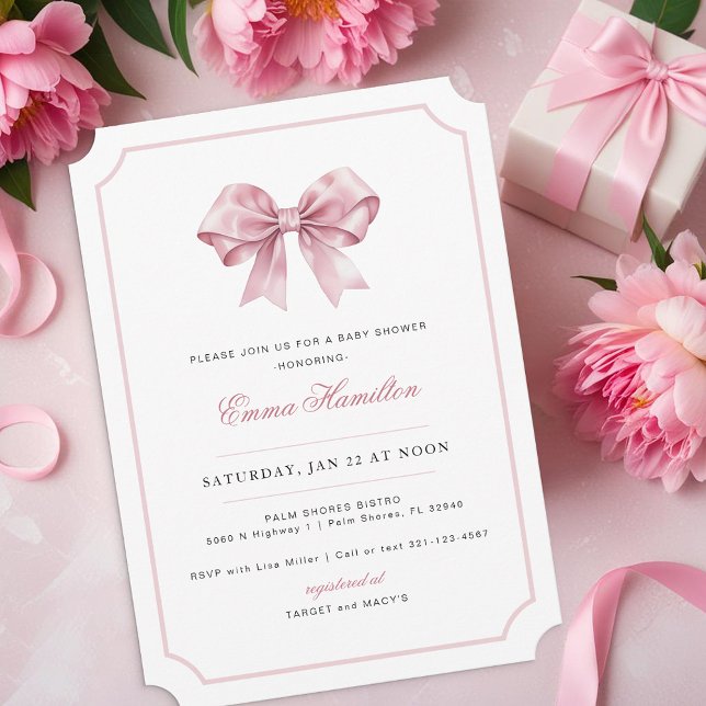 Elegante Coquette Bow Kinderdusche Einladung - Kla (Elegant Baby Shower Invitation)