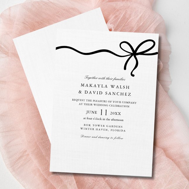 Elegante Coquette Bow Wedding Einladung (Elegant Coquette Bow Wedding Invitation)