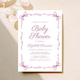Elegante Coquette Bows Pink Baby Girl Dusche Einladung
