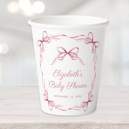 Elegante Coquette Bows Pink Baby Girl Dusche Pappbecher