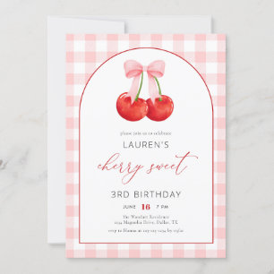Elegante Coquette Cherry Sweet Girl 1. Geburtstag Einladung