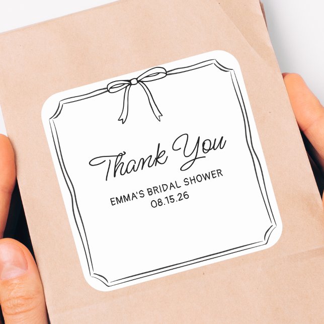Elegante Coquette Chic Bow Brautparty Vielen Dank Quadratischer Aufkleber (Von Creator hochgeladen)