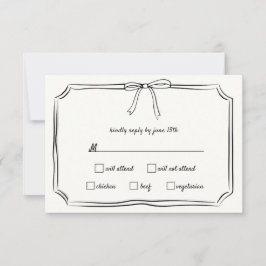 Elegante Coquette Hand Gezeichnet Bow Timeless Wed RSVP Karte