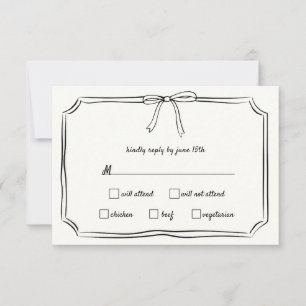Elegante Coquette Hand Gezeichnet Bow Timeless Wed RSVP Karte