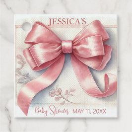 Elegante Coquette Pink Bow Baby Shower Girl Geschenkanhänger