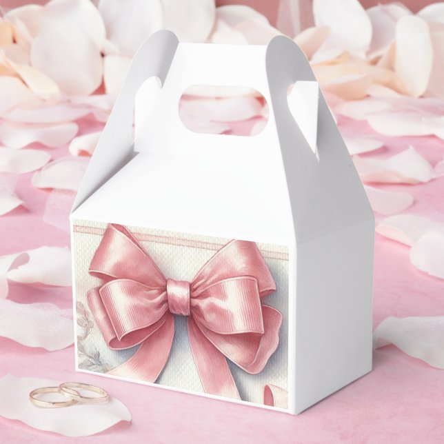 Elegante Coquette Pink Bow Baby Shower Girl Geschenkschachtel (Hochzeit)