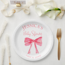 Elegante Coquette Pink Bow Baby Shower Girl