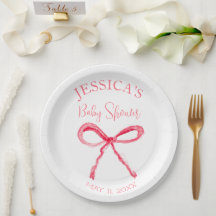 Elegante Coquette Pink Bow Baby Shower Girl