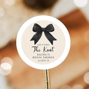 Elegante Coquette Schwarze Schleife Junggesellinne Runder Aufkleber
