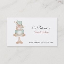 Elegante Coral Floral Wedding Cake Makers Bäckerei Visitenkarte