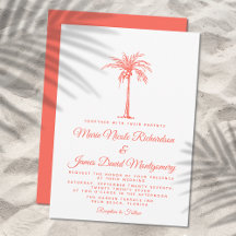 Elegante Coral Palm Tree Formal Beach Hochzeit