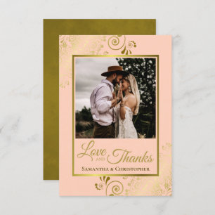 Elegante Coral Peach & Gold Liebe & Danke Hochzeit