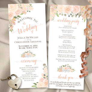 Elegante Coral Peach Wassercolor Blumenzehen Programm