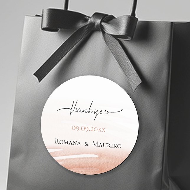 Elegante Coral Terracotta Wedding Runder Aufkleber (Von Creator hochgeladen)