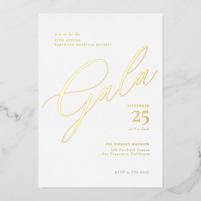 Elegante Corporate Black Krawatte Calligraphy Gala Folieneinladung (Vorderseite)