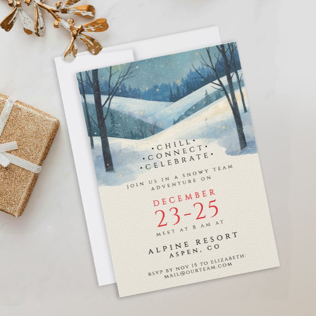 Elegante Corporate Blue Winter Landschaft Wasserfa Einladung (Von Creator hochgeladen)