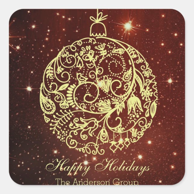 Elegante Corporate Happy Holidays Quadratischer Aufkleber (Vorderseite)