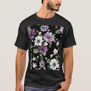 Elegante Cosmos-Blumen: Wasserfarbene Nahtlose. T-Shirt