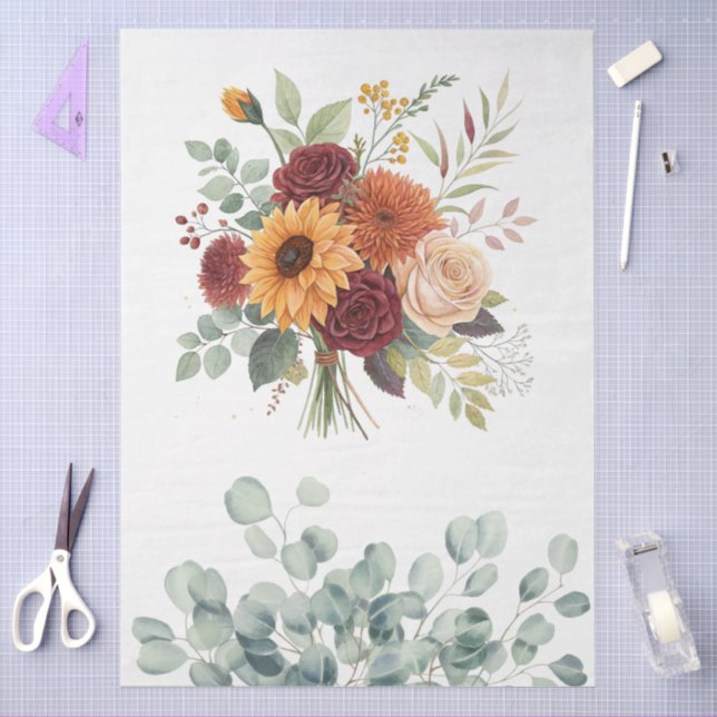 Elegante Cotattecore Fall Floral Bouquet Entdeckun Seidenpapier (Basteln)