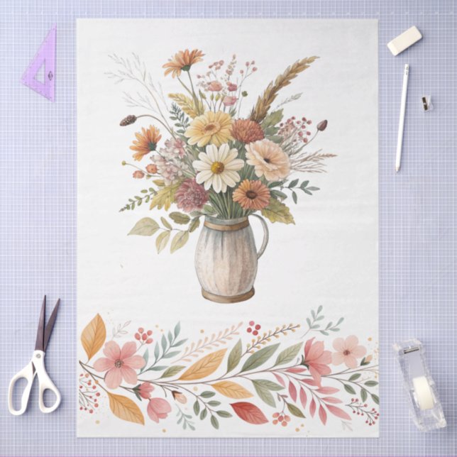 Elegante Cotattecore Fall Floral Bouquet Entdeckun Seidenpapier (Basteln)