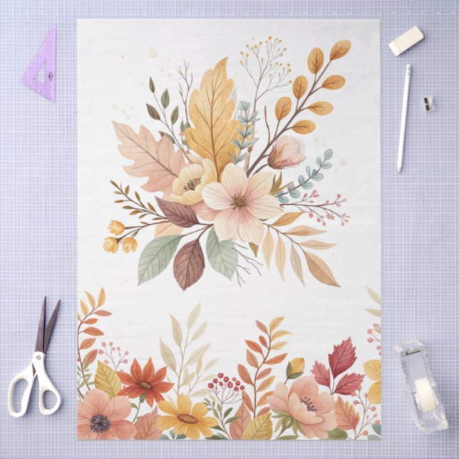 Elegante Cotattecore Fall Floral Bouquet Entdeckun Seidenpapier (Basteln)