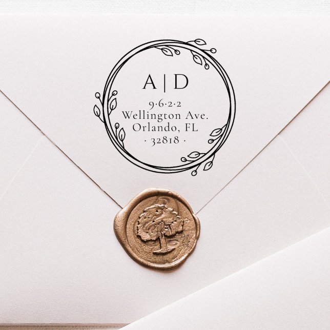 Elegante Couple Initials Botanische Rücksendeadres Permastempel (Von Creator hochgeladen)