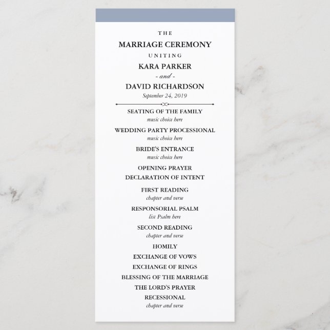 Elegante Couture | Dusty Blue Wedding Program Programm (Vorderseite)