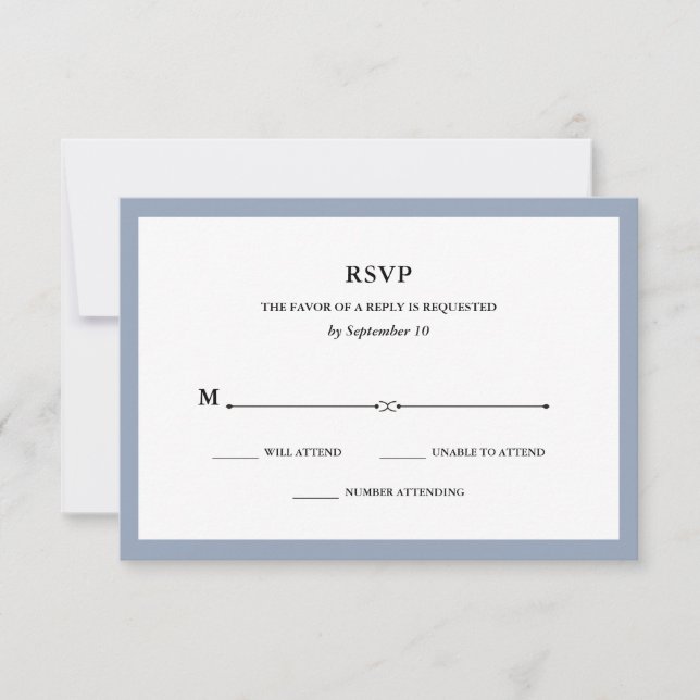 Elegante Couture | Dusty Blue Wedding RSVP (Vorderseite)