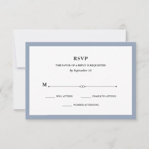 Elegante Couture Dusty Blue Wedding RSVP Karte