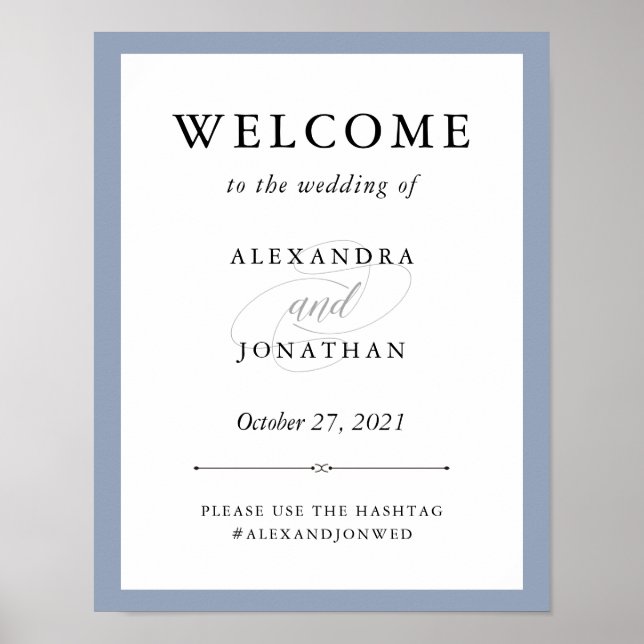 Elegante Couture | Dusty Blue Wedding Welcome Poster (Vorne)