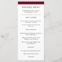 Elegante Couture | Marsala Wedding Menu