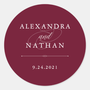 Elegante Couture   Marsala Wedding Runder Aufkleber
