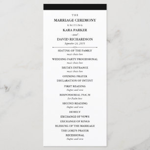 Elegante Couture   Schwarz-Weiß-Hochzeitsprogramm Programm