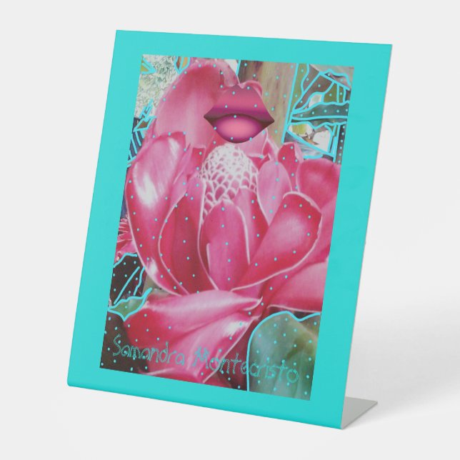 Elegante Couture Strawberry Blume Pedestal Zeichen Sockelschild (Vorderseite)