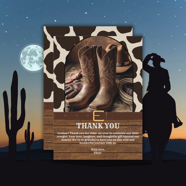 Elegante Cowgirl Boots Baby Shower Dankeskarte (Von Creator hochgeladen)