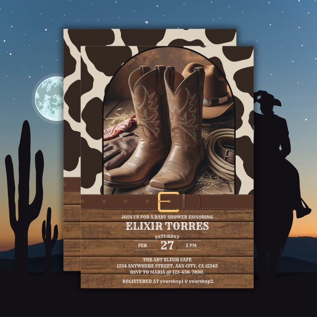 Elegante Cowgirl Boots Baby Shower Einladung (Von Creator hochgeladen)