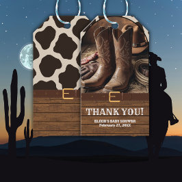 Elegante Cowgirl Boots Baby Shower Geschenkanhänger