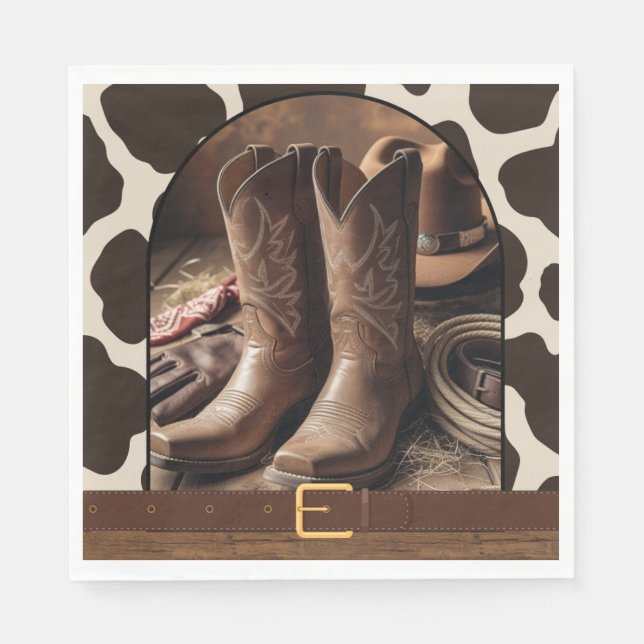 Elegante Cowgirl Boots Baby Shower Serviette (Vorderseite)