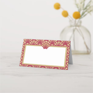 Elegante Cranberry Gold Colored Art Deco Platzkarte