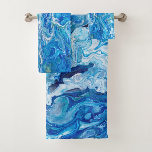 Elegante Crazy Lace Agate 6 - Ocean Blue Badhandtuch Set (Insitu)