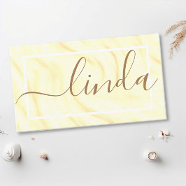 Elegante Cream Cappuccino Calligrafy Signature Visitenkarte