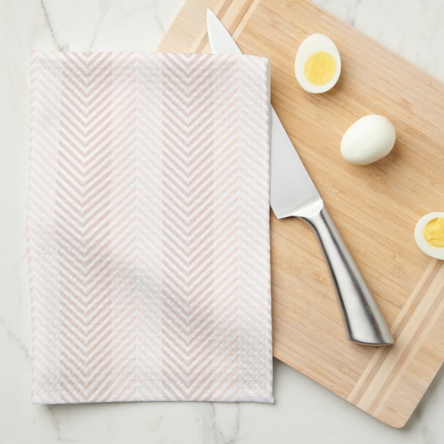 Elegante Cream Herringbone Zig Zag Geschirrtuch (Viertel Falte)