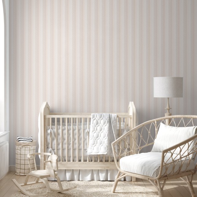 Elegante Cream Herringbone Zig Zag Tapete (Kinder)